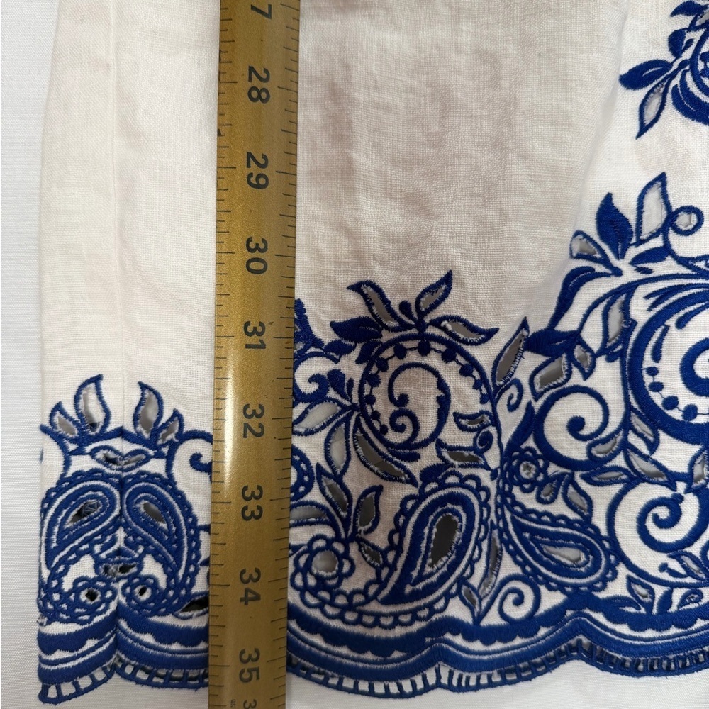 Talbots White Mini Dress with Blue Embroidery - Picture 4 of 6